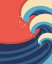 Sea waves poster.Vector