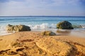 Sea waves rolling on the stones