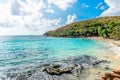 Sea waves on sand beach water and coast seascape rocky coast - View of beautiful tropical landscape beach sea island with ocean Royalty Free Stock Photo