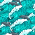 Sea waves seamless pattern Royalty Free Stock Photo