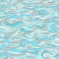 Sea waves seamless pattern. Absract beautiful sea background. Vector graphic illustration. Blue. Royalty Free Stock Photo