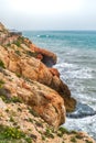 Sea waves seen from a high cliff