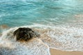 Sea waves and the water splash on the rock background. Royalty Free Stock Photo