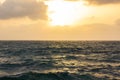 Sea waves stormy weather evening sunset time nature scenic view wallpaper background photo Royalty Free Stock Photo