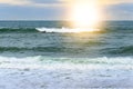 Sun sets in the sea. Royalty Free Stock Photo