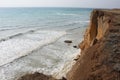 Sea waves, surf. Rocks and cliffs. Black Sea.
