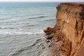 Sea waves, surf. Rocks and cliffs. Black Sea. Summer.