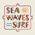 Sea Waves Surf-T-shirt summer design Vector Royalty Free Stock Photo