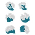 Sea waves vector elements set Royalty Free Stock Photo