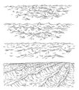 Sea waves. Vintage vector engraving black illustration. Isolated on white