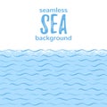 Sea waves, water seamless horizontal border, background Royalty Free Stock Photo