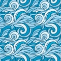 Sea waves water texture. Hand drawn abstract background in colors of blue Royalty Free Stock Photo