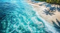 Beautiful sandy beach and soft blue ocean wave from top view , Summer seascape background Royalty Free Stock Photo