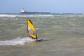 Sea Waves and Wind Surfing in the Summer in Windy Day Royalty Free Stock Photo
