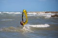 Sea Waves and Wind Surfing in the Summer in Windy Day Royalty Free Stock Photo