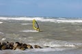 Sea Waves and Wind Surfing in the Summer in Windy Day Royalty Free Stock Photo