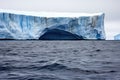 sea-weathered iceberg, revealing layers and crevices