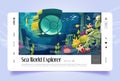 Sea world explorer cartoon landing page, banner