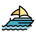 Sea yacht icon vector flat