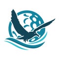 Seabird and golf logo illustration