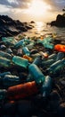 Seaboard marred by discarded plastic and debris, epitomizing dire beach pollution consequences