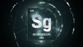 Seaborgium as Element 106 of the Periodic Table 3D illustration on green background Royalty Free Stock Photo