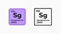 Seaborgium, chemical element of the periodic table vector Royalty Free Stock Photo
