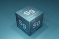 Seaborgium, 3D rendering of symbols of the elements of the periodic table, atomic number, atomic weight, name and symbol.