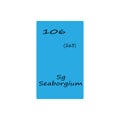 Seaborgium element icon. One hundred six number. Two hundred sixty three mass. Vector periodic table. Royalty Free Stock Photo