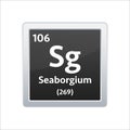 Seaborgium symbol. Chemical element of the periodic table. Vector stock illustration.