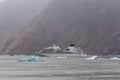 Seabourn Sojourn sailing among icebergs in Alaska