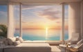 seabreeze sunset living on sea view beach hotel resort bedroom room Royalty Free Stock Photo