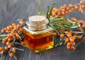 Seabuckthorn oil Royalty Free Stock Photo
