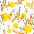 Seabuckthorn vector seamless pattern. Abstract floral background.