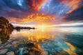 seacape at sunset, AI generated Royalty Free Stock Photo