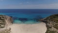 seacoast of the beach of Majorca with beaturiful view of the sea. Sea view of turquoise colour. Concept of summer, travel, relax