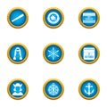 Seafarer icons set, flat style