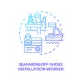 Seafarer and offshore installation worker blue gradient concept icon