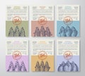 Seafood Abstract Vector Packaging Design or Labels Set. Modern Typography Banners, Hand Drawn Herring, Cod, Dorado Fish