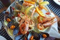 Seafood appetizerwith mussel and prawn