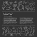 Seafood background, vector