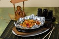 Seafood baked in foil. Chinese food