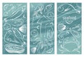 Seafood banner set. Vector hand drawn illustration. Template design can be used for banner, flyer, poster, business promote. Royalty Free Stock Photo