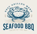 Seafood BBQ vintage logotype colorful