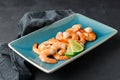 Seafood. Boiled shrimp in a plate Royalty Free Stock Photo