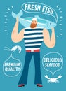 Seafood cartoon poster