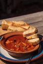 Seafood cioppino with French bread Royalty Free Stock Photo