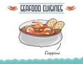 Seafood Cioppino hand drawn Illustration Isolated