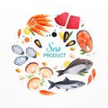 Seafood Circular Composition Royalty Free Stock Photo