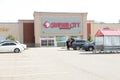 tor, canada - august 10, 2023: seafood city supermarket front entrance logo sign and doors parking lot. p